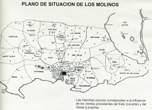Ubicación de los molinos en Cartagena recogidos en el periódico-boletín de la a.v.v de Santa Ana el 4 de enero del 2000